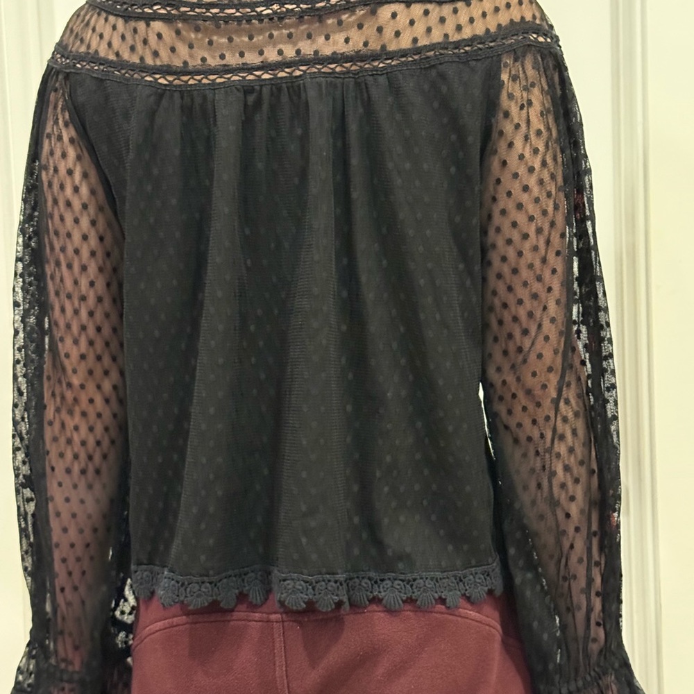 SAYLOR Black Lace Blouse with Red Floral Embroidery - Picture 5 of 6